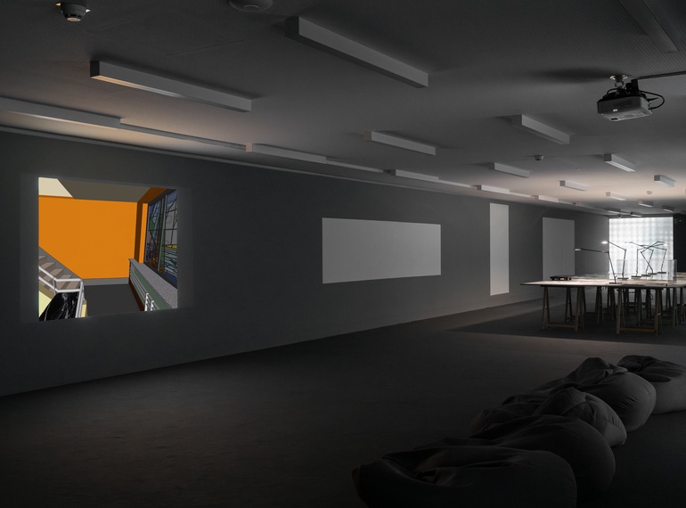 Lucy McKenzie: “VILLA DE OOIEVAAR DIGITAL RENDER (WORK IN PROGRESS)” as part of the project “Grey Area” at Cukrarna Gallery (MGML/SLO), May 2025.