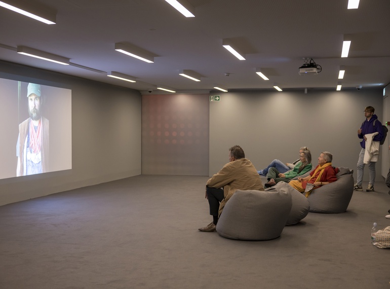 Opening of "Grey Area" at the Indigo Festival 2024 in the mezzanine of Cukrarna Gallery (MGML/SLO), 2 October 2024.