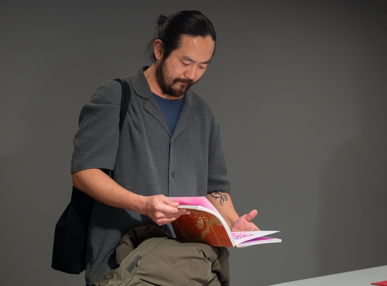 Opening of the pop-up exhibition Riso Paradiso: “Sedmina” within the Grey Area project in the mezzanine of Cukrarna Gallery (MGML/SLO), 17 December 2024.