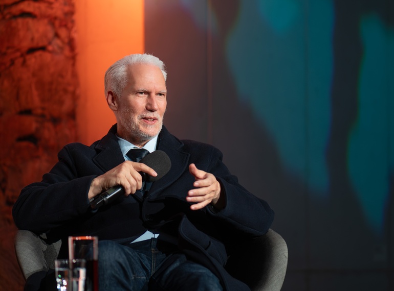 Klaus Biesenbach in conversation with Alenka Gregorič at Cukrarna Gallery, accompanying programme of the exhibition “ART VITAL – 12 Years of the Ulay / Marina Abramović" (MGML, Slovenia), 11. 3. 2026.