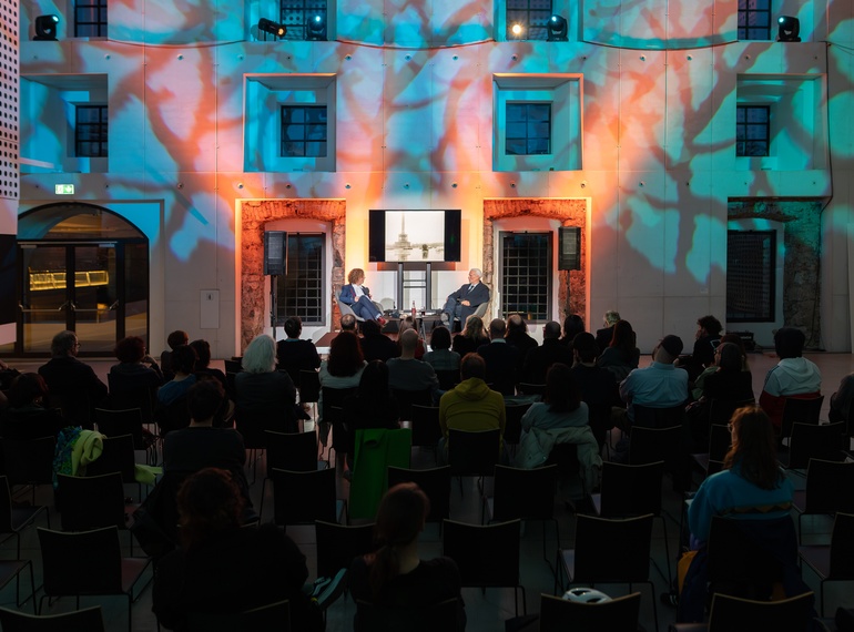 Klaus Biesenbach in conversation with Alenka Gregorič at Cukrarna Gallery, accompanying programme of the exhibition “ART VITAL – 12 Years of the Ulay / Marina Abramović" (MGML, Slovenia), 11. 3. 2026.