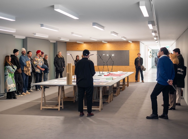 Opening of the pop-up exhibition Riso Paradiso: “Sedmina” within the Grey Area project in the mezzanine of Cukrarna Gallery (MGML/SLO), 17 December 2024.