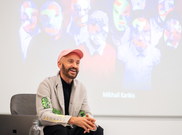 Conversation with the artist. In the photo: Mikhail Karikis